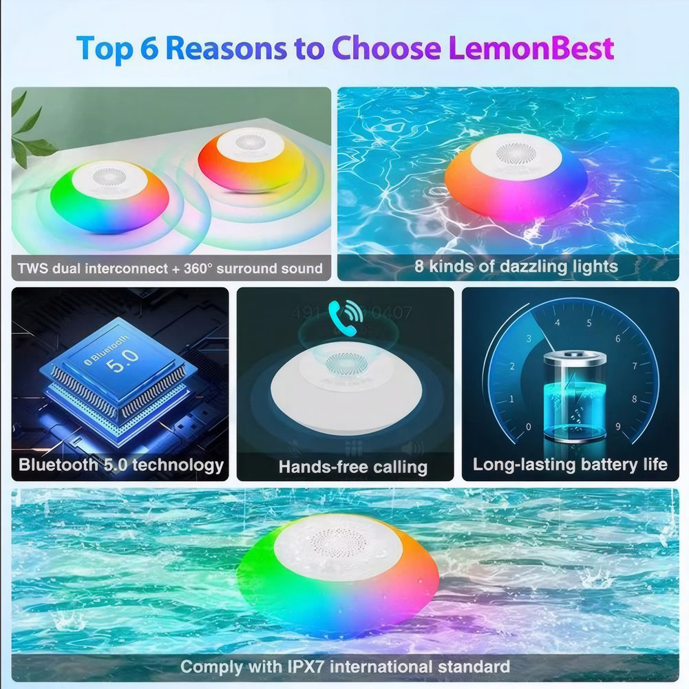 Floating Pool Speaker with Col - огляд і ціна Portable Bluetooth Speaker Waterproof Ipx7