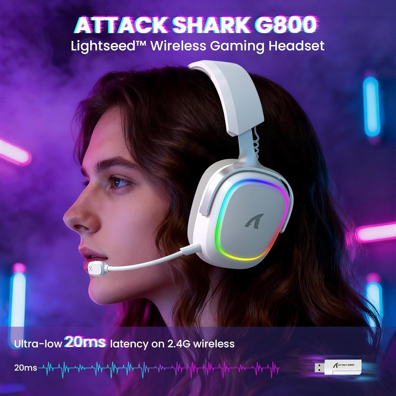 ATTACK SHARK G800 Wireless Gam - огляд і ціна Gaming Headset With Mic Rgb